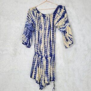 Mele Beach Tie Dye Off-The-Shoulder Crocheted Romper One Size